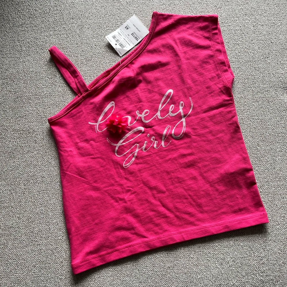 NWT Calliope Girls Pink Tank / Tshirt with flower detailing - size 6/7